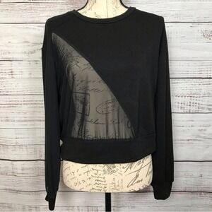 Lanston Sport half sheer mesh long sleeve size medium crewneck workout yoga top